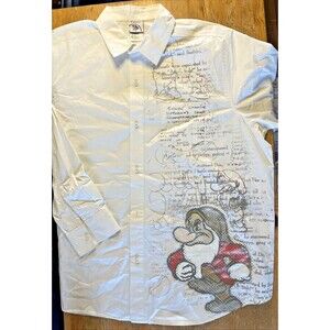 Disney Store Grumpy Button Up Shirt XL Men's Dress Snow White Wraparound Graphic